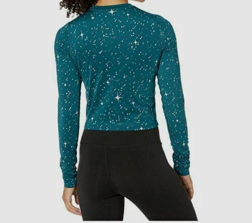 Nike Women s Dri Fit Metallic Long Sleeve Shirt Blue Starry Night Medium
