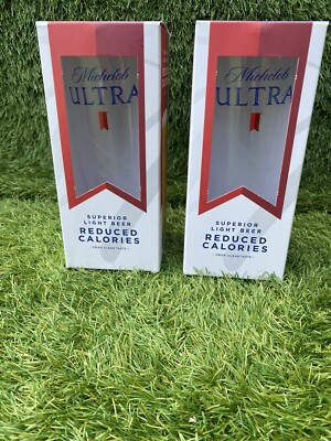 Michelob Ultra Pint Glas x 2 Gläser, Man Cave Home Pub Party Brandneu in Box