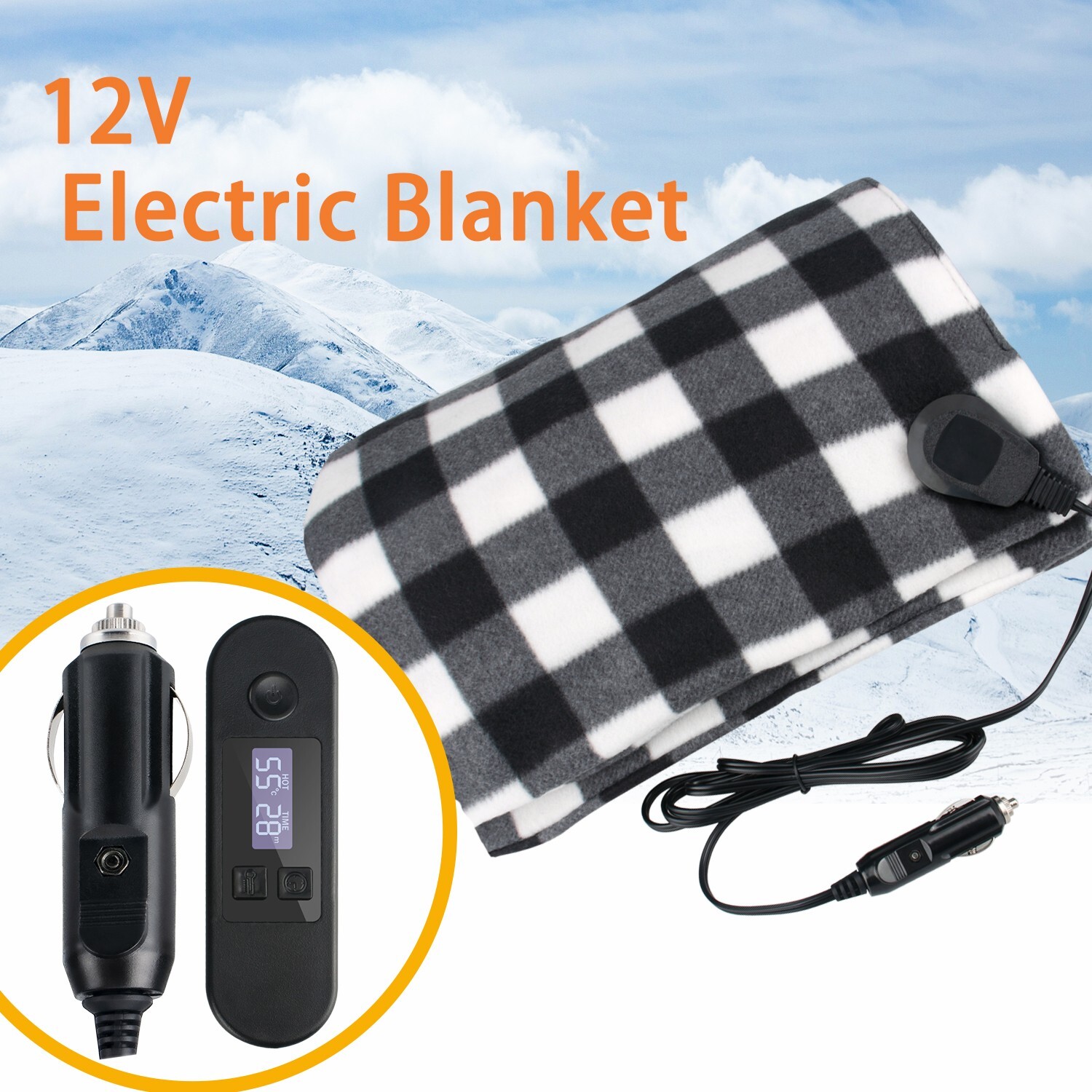 12V Fleece Car Heated Blanket Auto Electric Blanket For Travel Truck And  SUV | eBay
