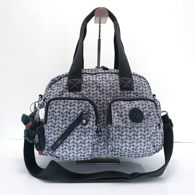 Kipling Defea Large Satchel Shoulder Handbag KI5241 Polyester Groovy Vines Navy