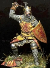 1:24 Scale Medieval Knight Resin Figure Model Kit with Axe and Lion Shield