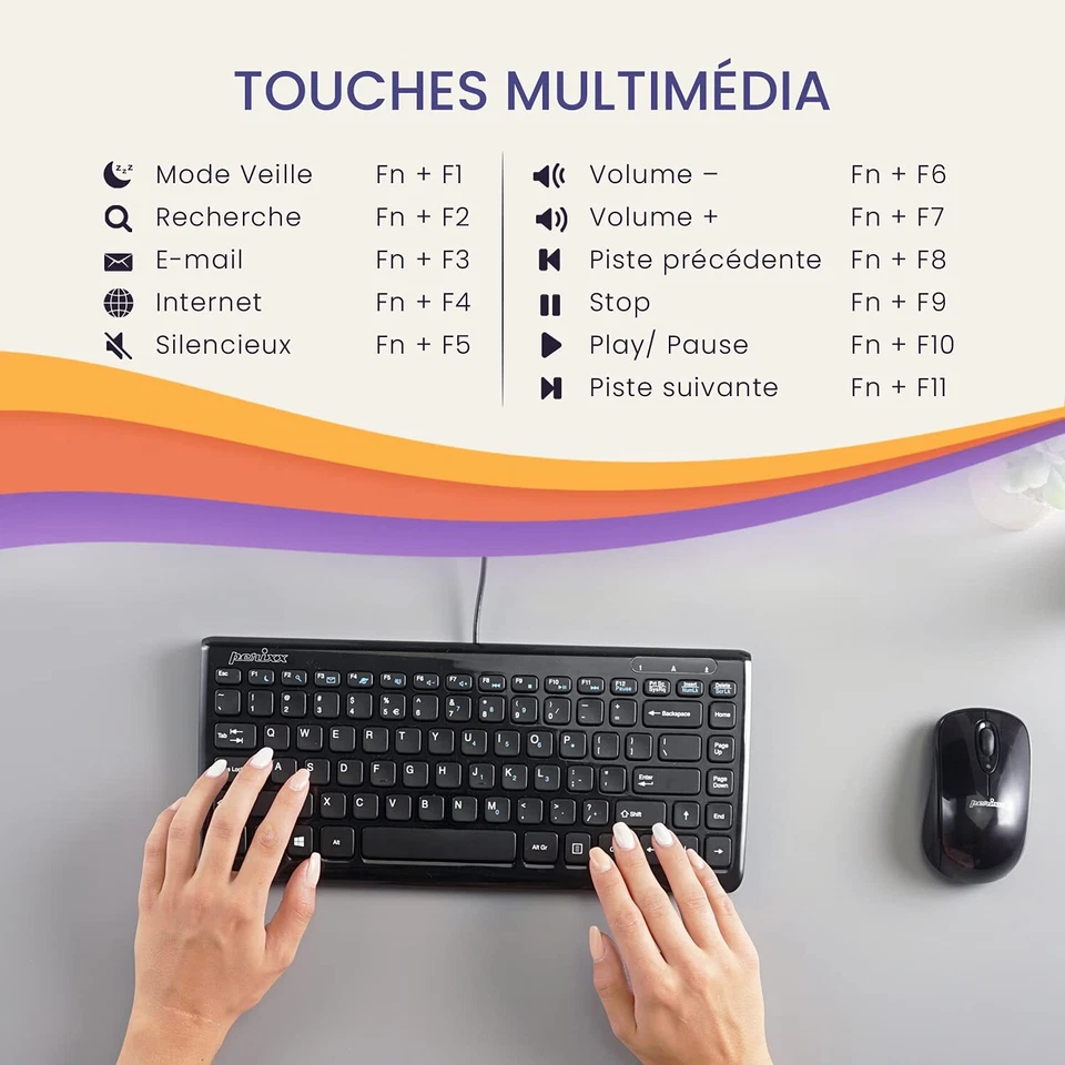 Periboard-407 Mini Clavier USB Filaire AZERTY - Clavier Chiclet Avec 11 Touch... - Bild 3 von 4