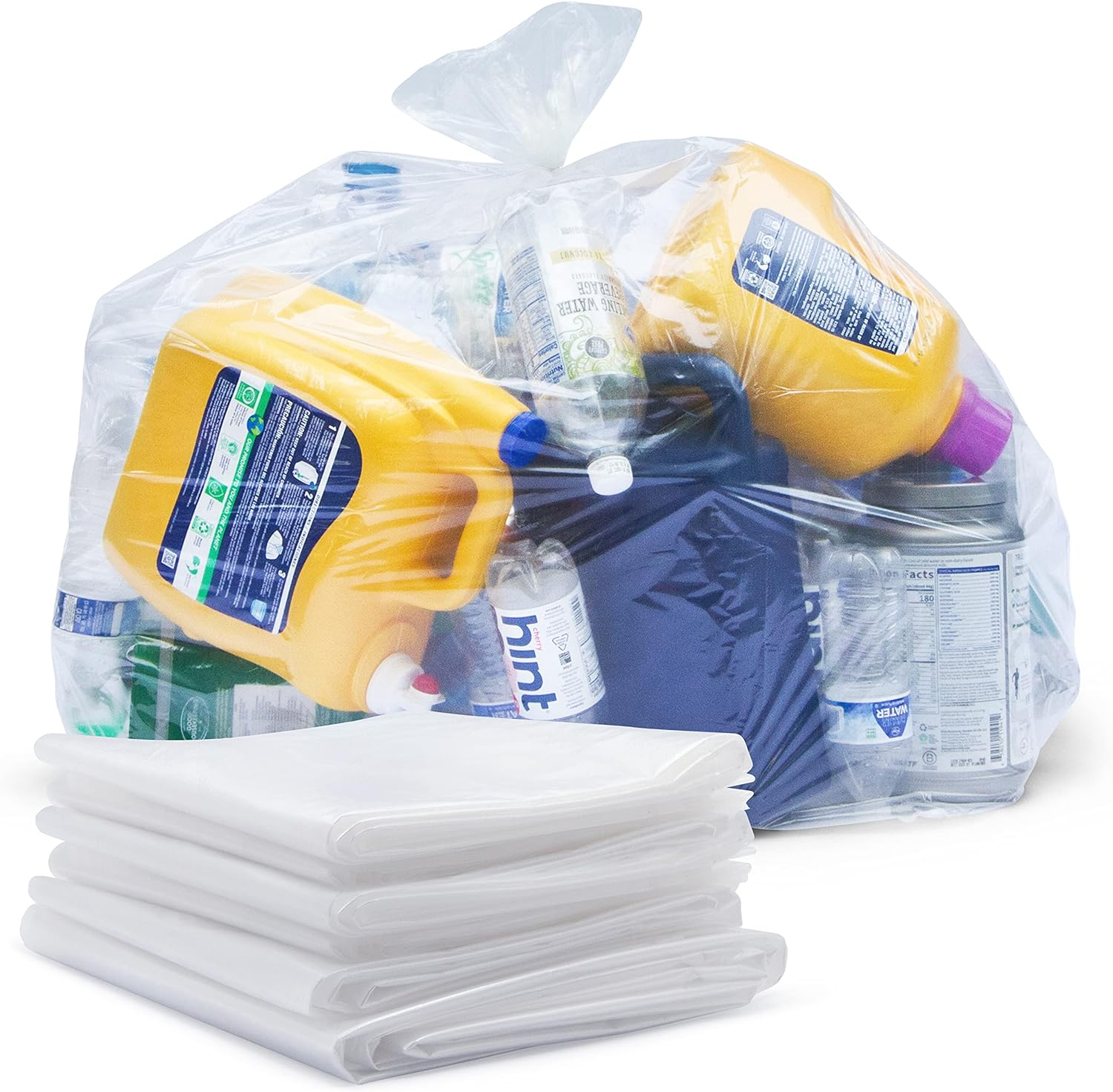30-33 Gallon Trash Bags Heavy Duty (Value 100/Bags W/Ties) Clear Large Plastic R