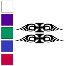 Iron Cross Tribal Pair Vinyl Decal Sticker Multiple Colors Sizes 7494