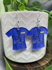 2.25 Silver-tone Acrylic Medical Scrub Dangle Earring Set New Free Ship B4631