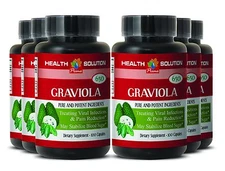 GRAVIOLA EXTRACT 650 - Energy Booster - Pain Reduction - Weight Loss 6 Bottles