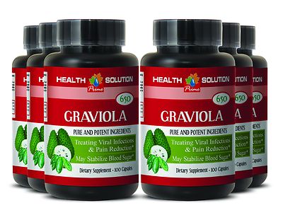 GRAVIOLA EXTRACT 650 - Graviola Pure - Immune Support - Graviola Powder 6 Bottle