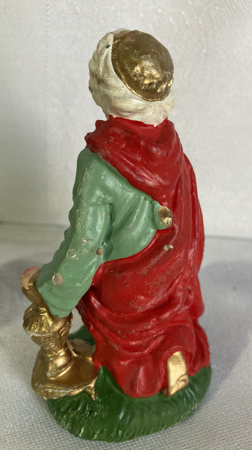 Vintage Nativity Chalkware Plaster Figurines 3 Kings Magi Italy 4”4.5