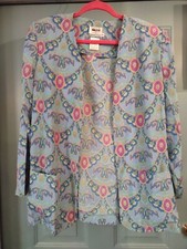 Vintage 90s Leslie Faye Open Jacket Gorgeous Paisley Print Polyester Size 10 NWT