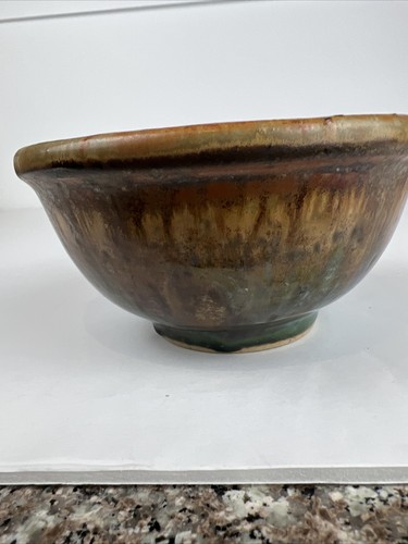 Pottery Bowl Blue Iridescent Drip Glaze Artist Signed 5.5” - Picture 5 of 12