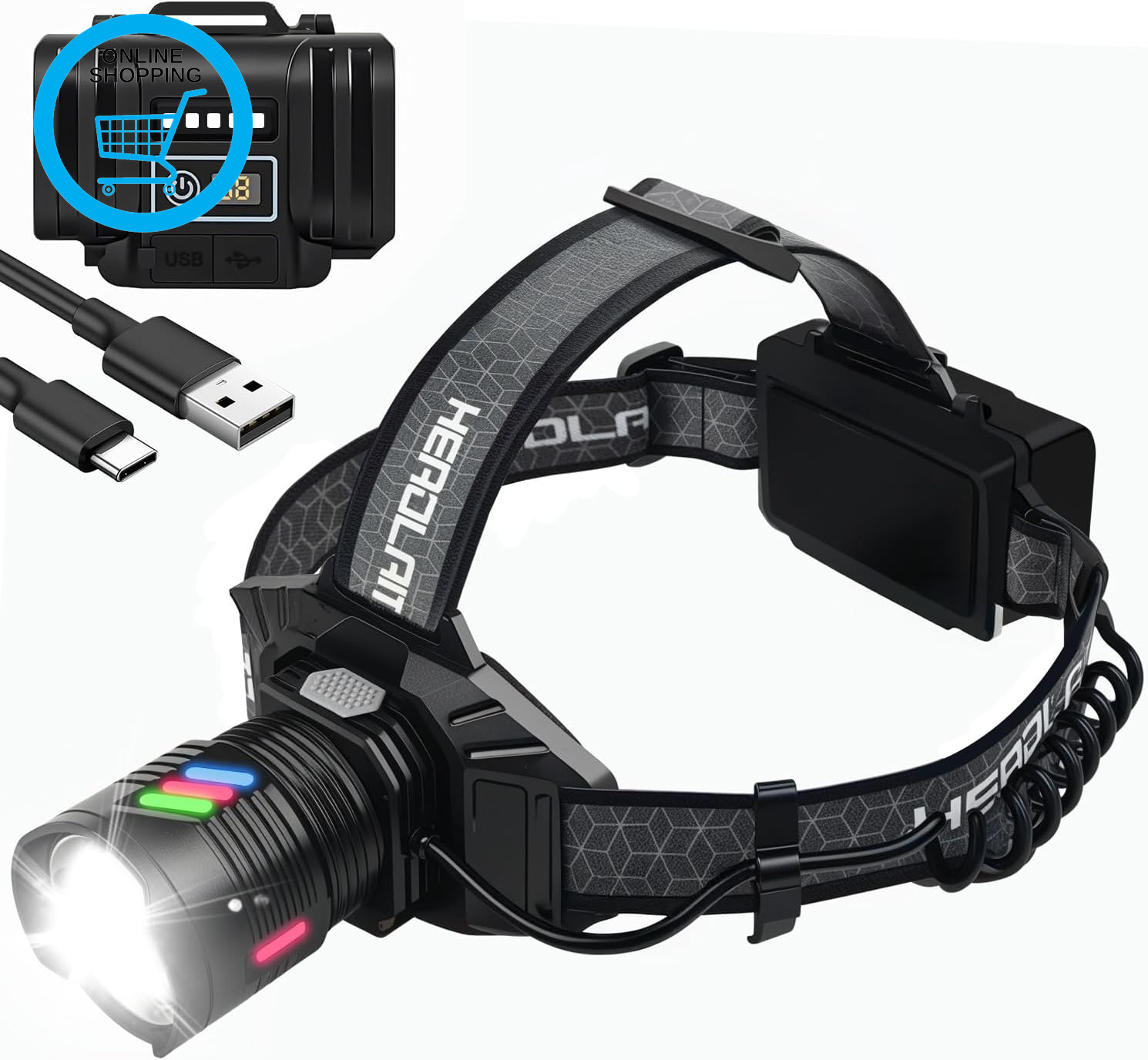 Head Torch Rechargeable, Super Bright LED Headlamp with 4 Modes, Motion Sensor,U