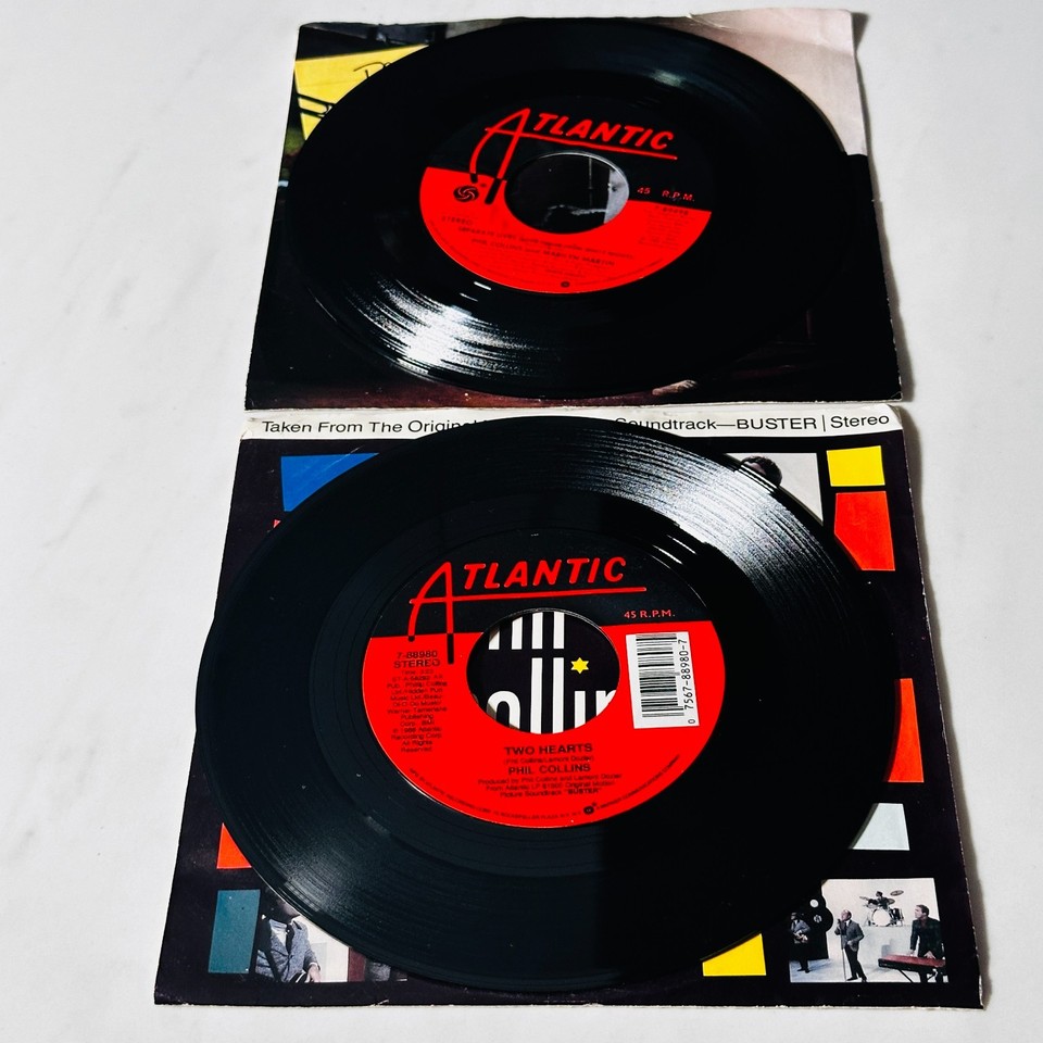 Check Amount Phil Collins - Lot of 2 Single 45 Records - Two Hearts - Don't Lose My ...