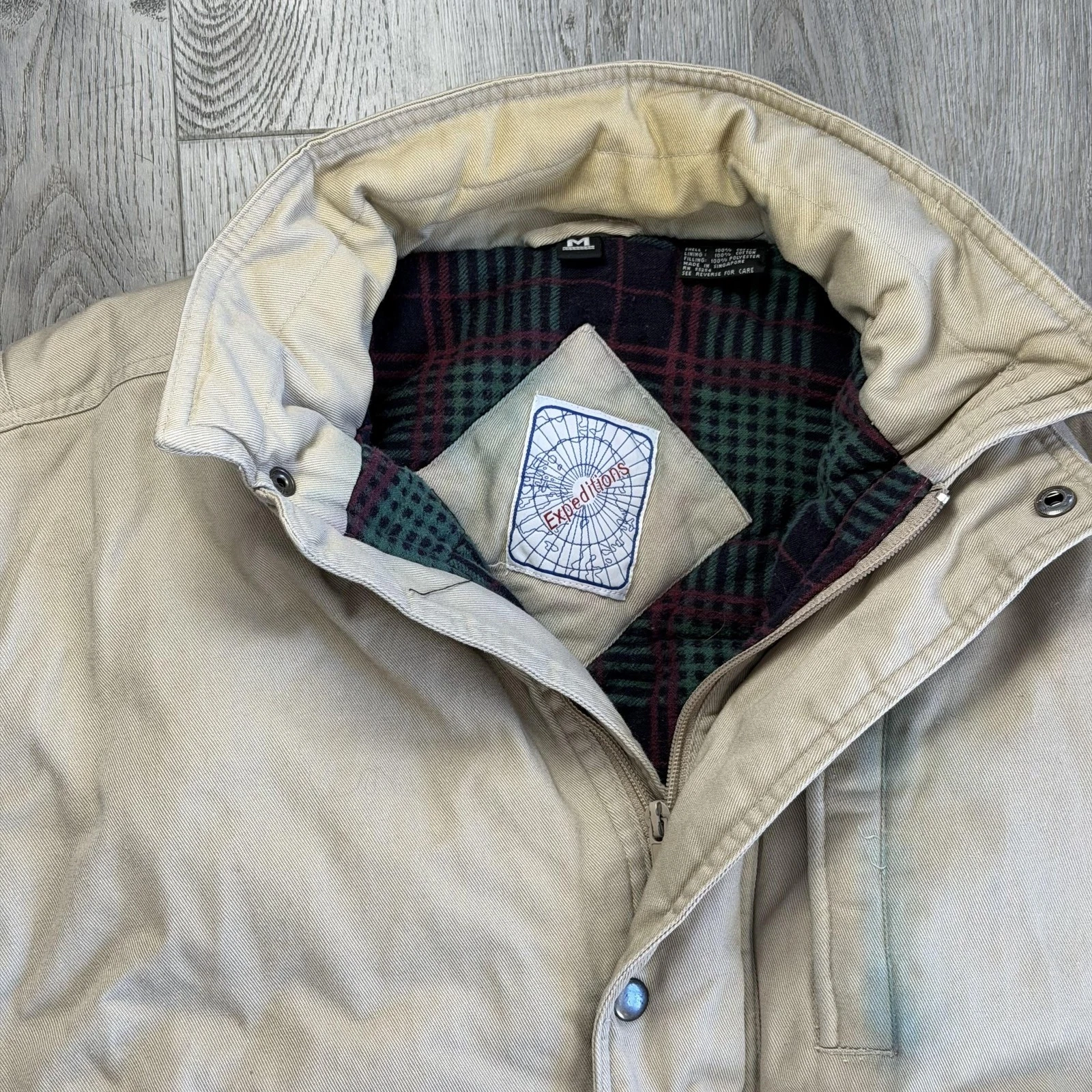 VTG Expedition Vest Mens Medium Beige Twill Plaid Lined Workwear Hiking
Opens in a new window or tab