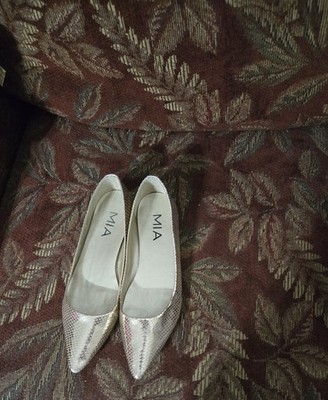 Vintage MIA Metallic Gold Snakeskin Flats Pointed Toe Leather Upper Brazil 8.50M