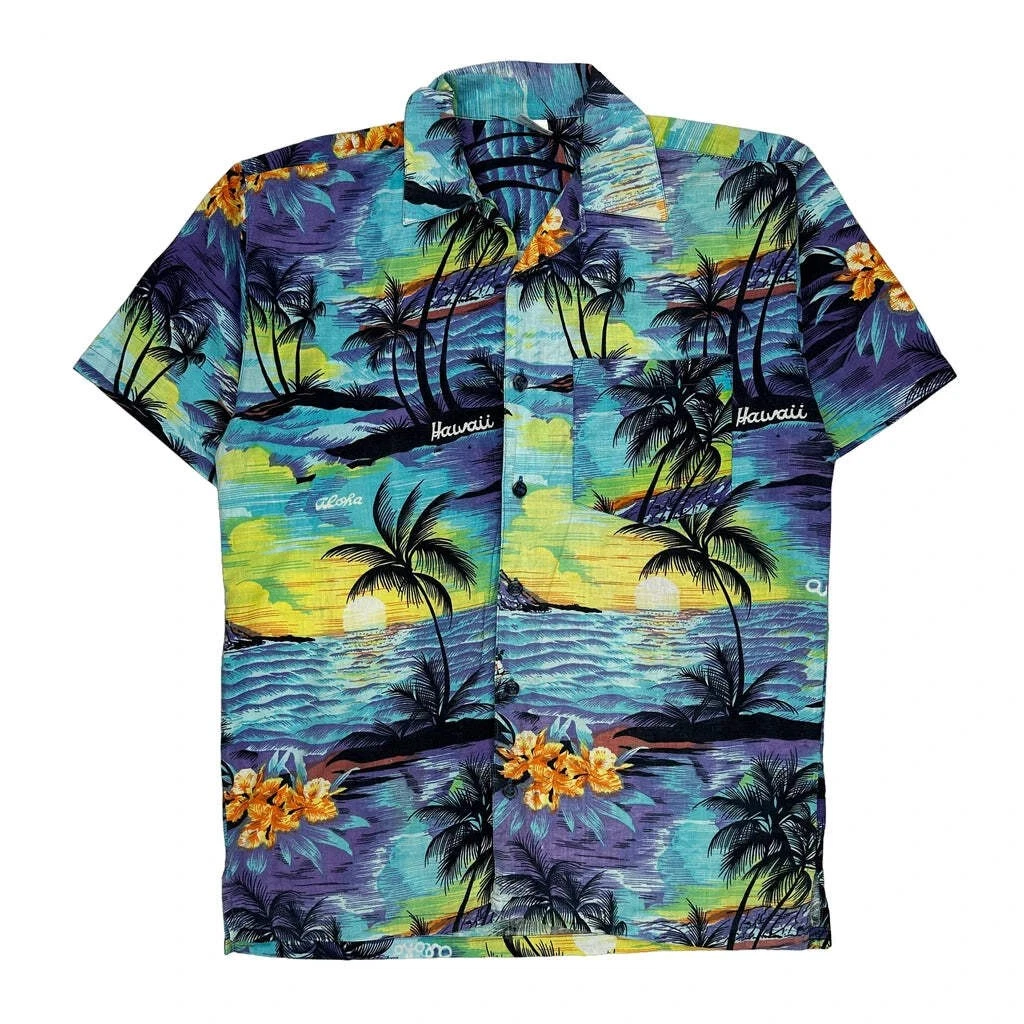 Unbranded Floral Hawaiian Shirt - Medium Multicoloured Cotton
