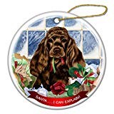 Cocker Spaniel Chocolate Porcelain Ornament Pet Gift 'Santa I Can Explain '