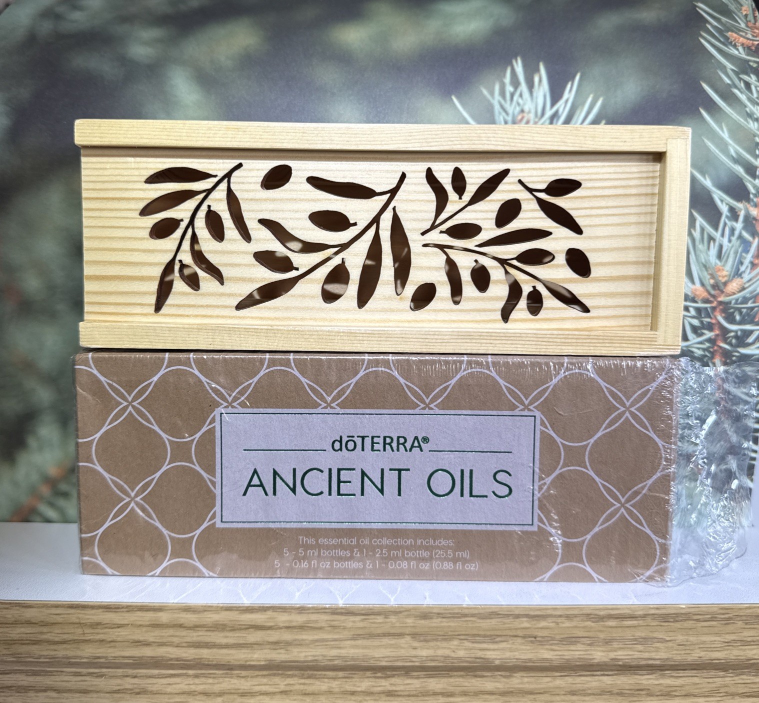 Wooden Box &lsquo;ancient Oils&rsquo; Holds 6