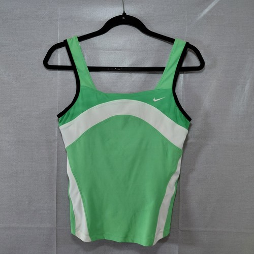 Nike Ladies Fit Dry Active Workout Tank Square Neck Med 8/10 Built in Bra Green