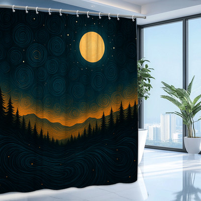 Artistic Night Sky Shower Curtain for Home Decor