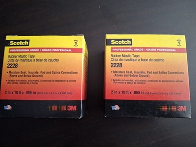 Scotch 3M Electrical Rubber Mastic Tape 2228, 2''×10', 2 Rolls