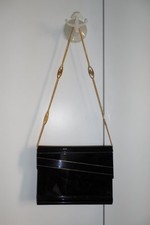 borsetta rodoide nera elegante cerimonia anni 80 borsa vintage catenella oro