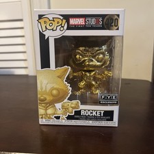 Figura Vinilo Funko Pop Rocket Dorado Cromo #420 Exclusivo Guardianes Galaxia