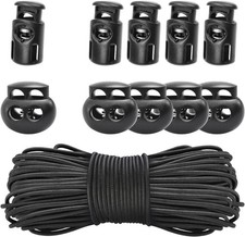 20PCS Plastic Spring Cord Lock for Drawstring,1/8 Inch 65Ft Elastic Cord Small P