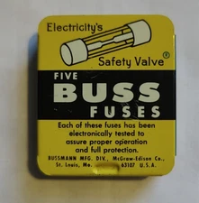 5 NEW AGW 7-1/2 (7 AG ) FUSES  GLASS Fuse BUSS Bussmann  Original Tin box