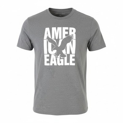 American Eagle Outfitters Herren T-Shirt M Grau Melange Classic Fit Kurzarm