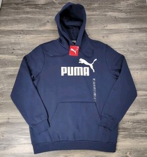 Puma Men's Essentials Big Logo Hoodie Sz Large L Peacoat Navy With Tags Pullover