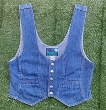 Vintage PUMA Women's Blue Button Front Belted Vest M/L Sleeveless Short Casual