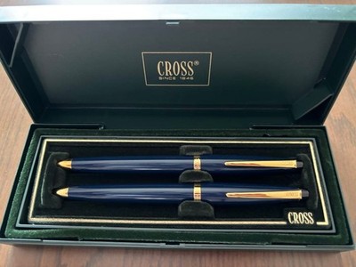 Cross Set Of 2 Navy Gold Ballpoint Pen
