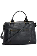 American Leather Co. Jamestown Leather Satchel w/ Crossbody Black