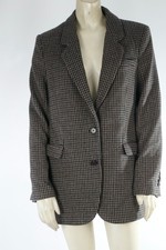 Zara Brown Houndstooth Plaid Textured Single Breasted Oversized Blazer Size S