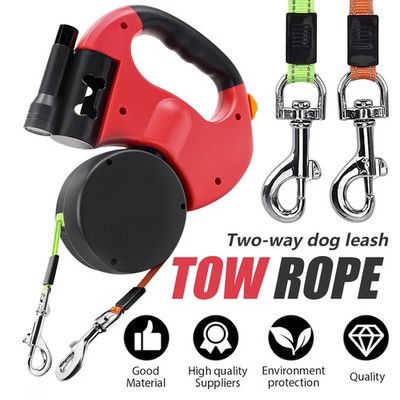 2in1 Dual Automatik Hundeleine Flexi Rollleine Gurtleine Doppelleine für 2 Hunde