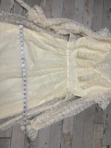 Vintage 70s Cream Prairie Dress Victorian Peasant Cottage Lace Boho Wedding Gown, $95 - Photo 18