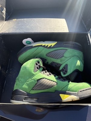Jordan Air Jordan 5 Retro SE Oregon Green Black Yellow Suede High Top Sneakers