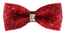 Rhinestone Bow Ties for Men - Pre Tied Sequin Bowties Men with Jewels - Red