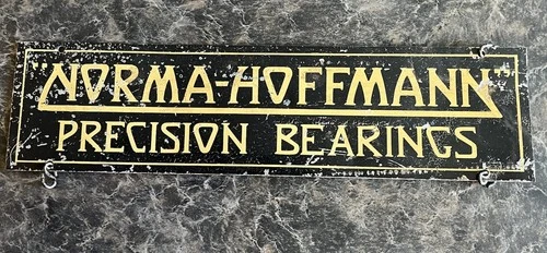 Vintage Norma Hoffmann Precision Bearings Tin Metal Advertising Sign Display