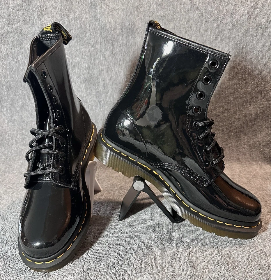 Новый в коробке Dr Martens патент Lamper черный патент шнурует вверх боевые ботинки размер 7 - Изображение 3 из 4