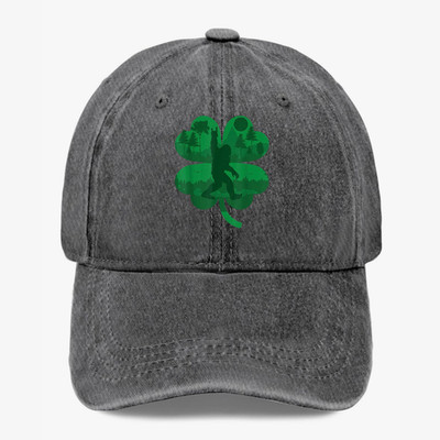 Bigfoot Shamrock Hat Sasquatch St Patricks Day Clover Adjustable Cap