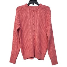 J.Crew Cable-Knit Cotton Crewneck Sweater Pink Medium NWT 100 Cotton