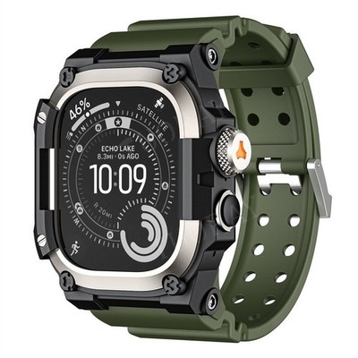 For Apple Watch Ultra 3 2 49mm Silicone Band Strap+Metal Protective Bumper Case