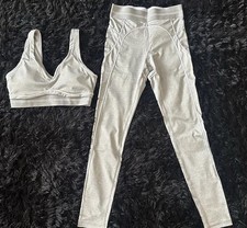 ALO Gray Bra Leggings Set Women's Activewear Yoga Gym Athleisure 2 Piece