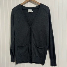 Michael Stars Cashmere Wool Blend Cardigan S Gray V-Neck Sweater Quiet Luxury