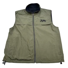 NWTF Vest Mens XL Olive Green Full Zip Fleece Lined Hunting Turkey Logo Outdoors