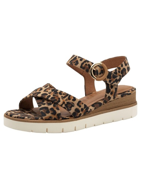 Tamaris Sandalette Damen Keilabsatz Braun EU 41, Sommer Schuhe, Freizeit-image
