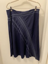 NWT Eileen Fisher Irish Linen Blue Skirt with side zip Size L