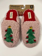 DEARFOAMS Womens Small 5-6 Christmas Tree Slippers NEW
