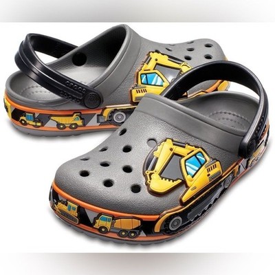 Crocs Crocband Fun Lab Graphic Construction Digger Slip On Clog Shoe | 3Y